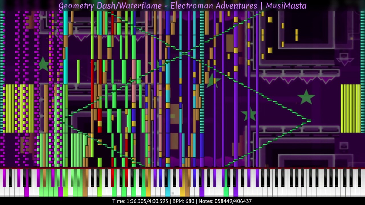 [Black MIDI] Geometry Dash/Waterflame - Electroman Adventures | MusiMasta | 406K Notes