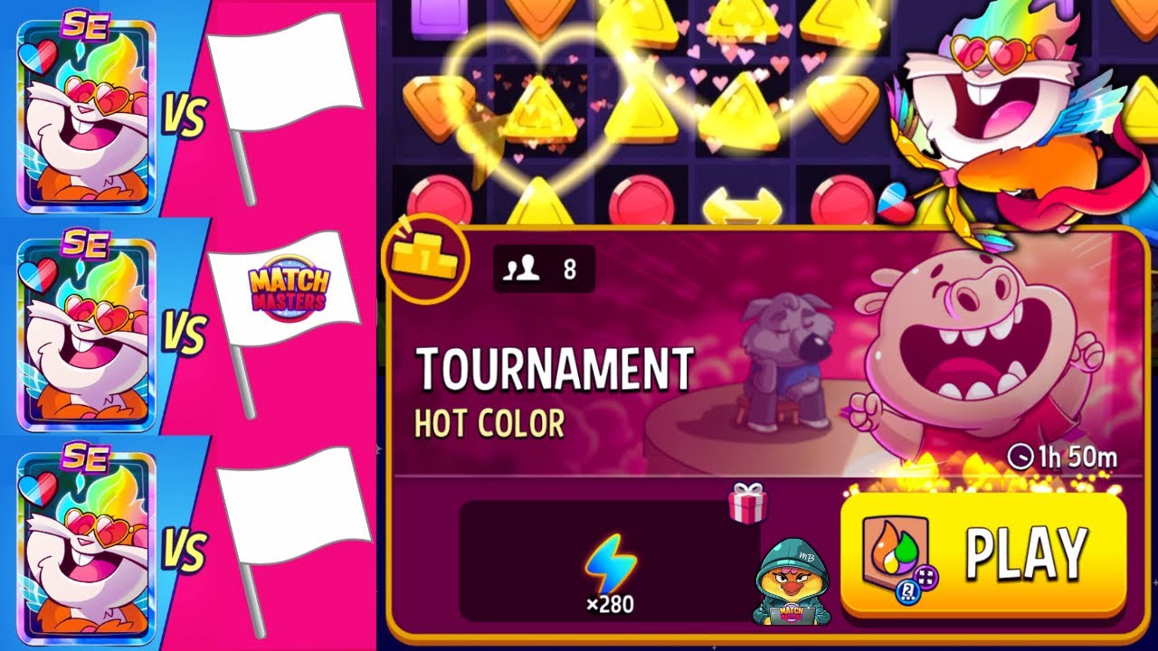 TOURNAMENT! 8 players Hot Color Super Sized | Match Masters WHITE FLAG GAMES