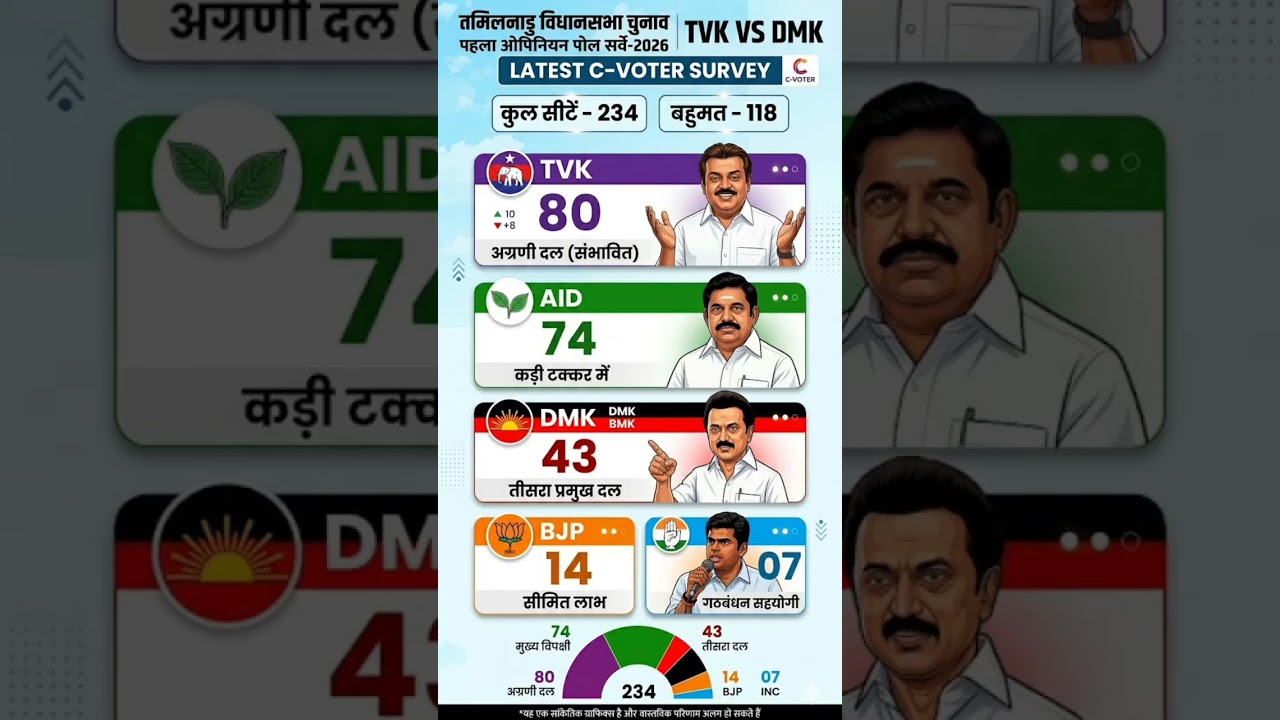 TN Election 2026 Opinion Poll: DMK vs AIADMK vs BJP? किसकी बनेगी सरकार ? | Tamil Nadu Survey 2026