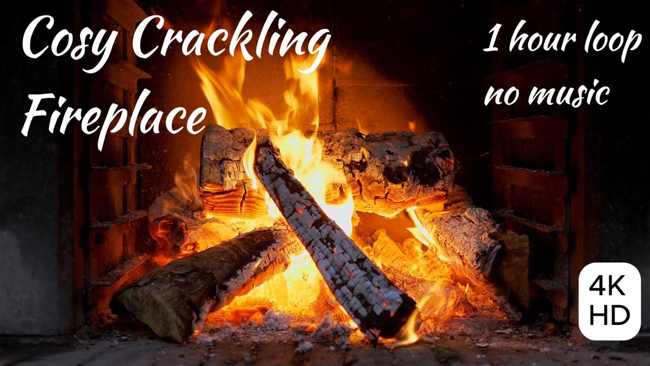 Crackling Fireplace | Ambient Winter Warming, Calming, Glowing, Peaceful | 1 hour loop 4k and HD