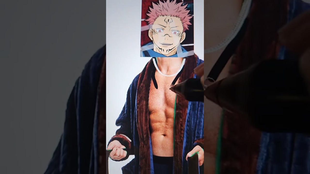 Painted sukuna in a large bathrobe and new hair cut , Sukuna🍖🍖 🌶🔗Inbio 🖌️🙏 