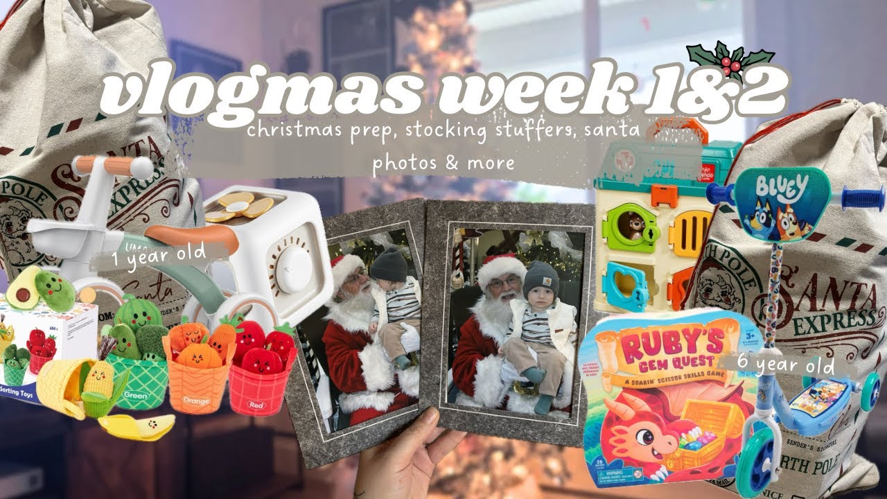 chatty vlogmas week 1&2: christmas prep, my kids stocking stuffers, festive baking & santa photos🎅🏼