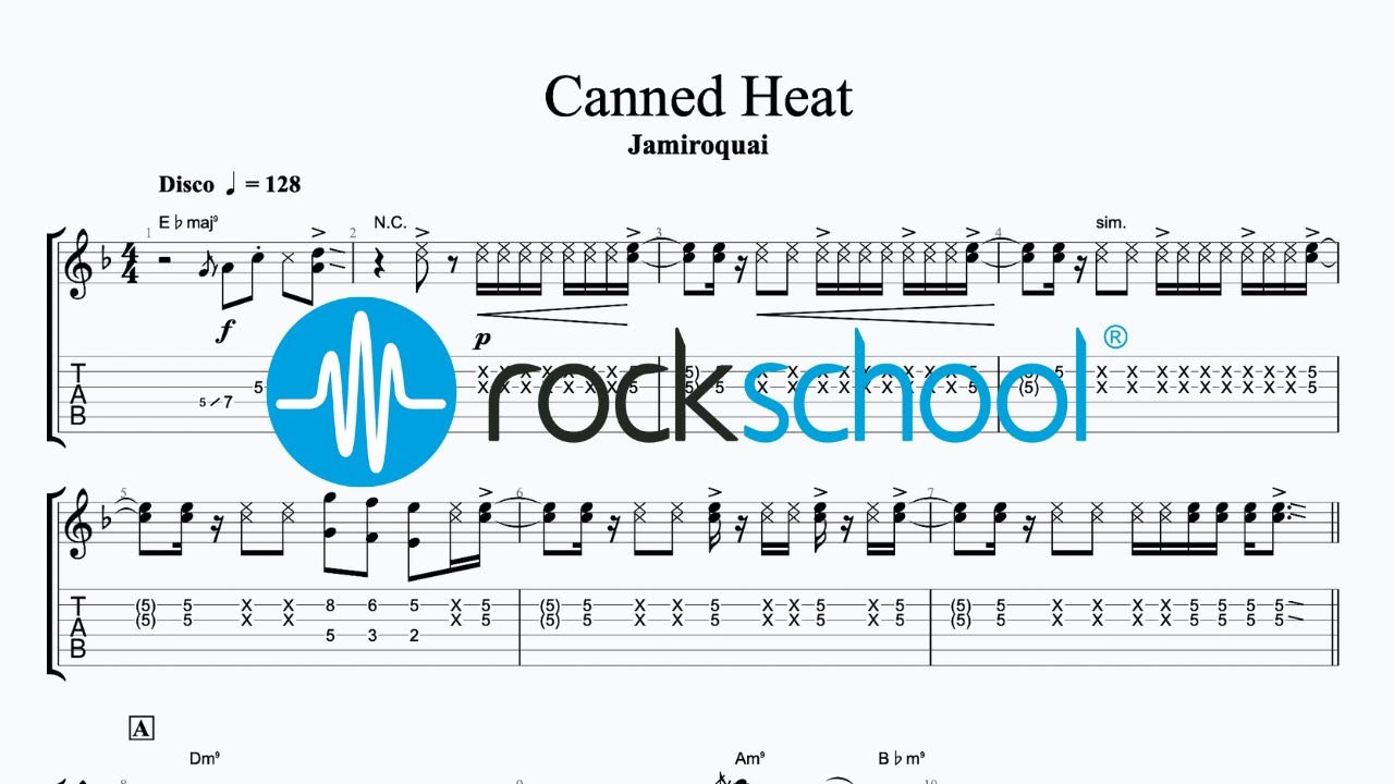 Canned Heat - Jamiroquai, Rockschool 2024 Electric Guitar Grade 5