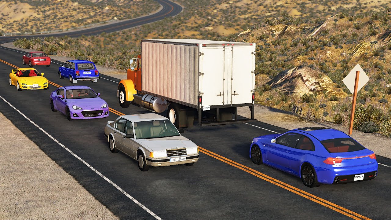Traffic Car Crashes, Close Calls #2 - BeamNG Drive - HD