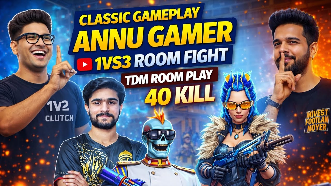 1v3 Room Fight Challenge 🔥 40 Kills TDM Clutch | ANNU GAMER😱😈