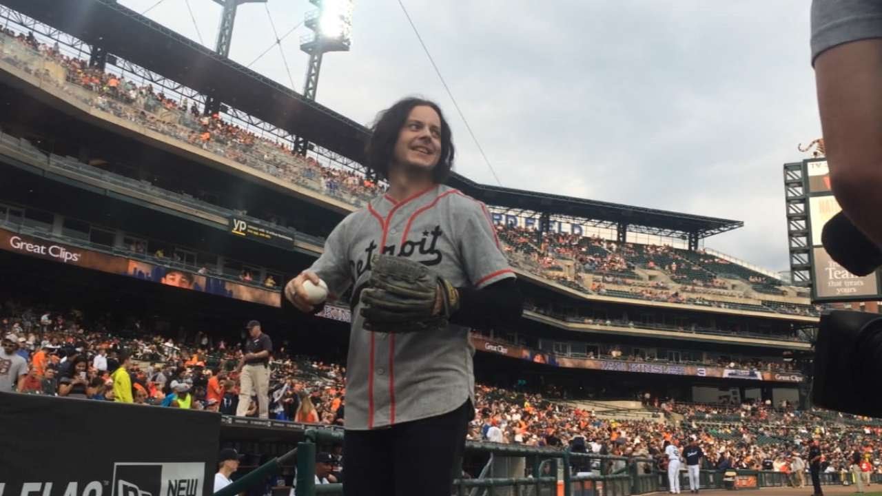 Jack White tosses first pitch in Detroit