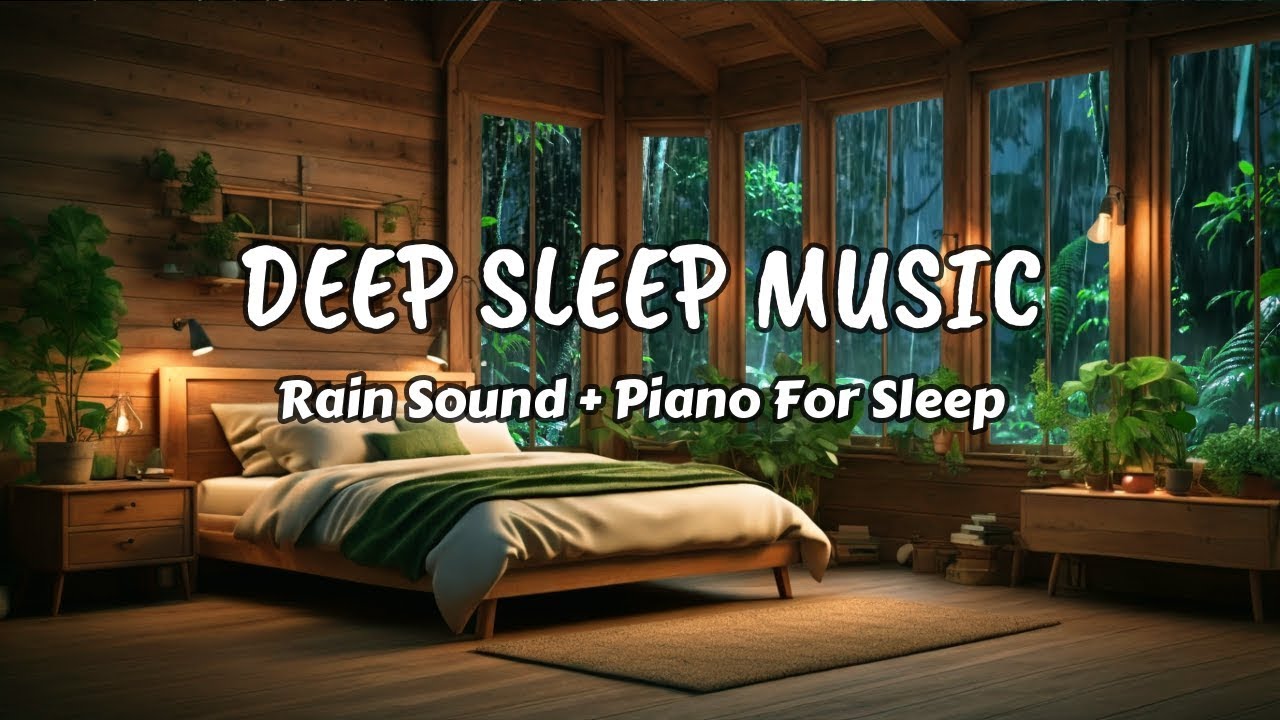 Soft Rain and Piano in Cozy Bedroom at Night - Deep Sleep Music to Ease Stress and Quiet the Mind