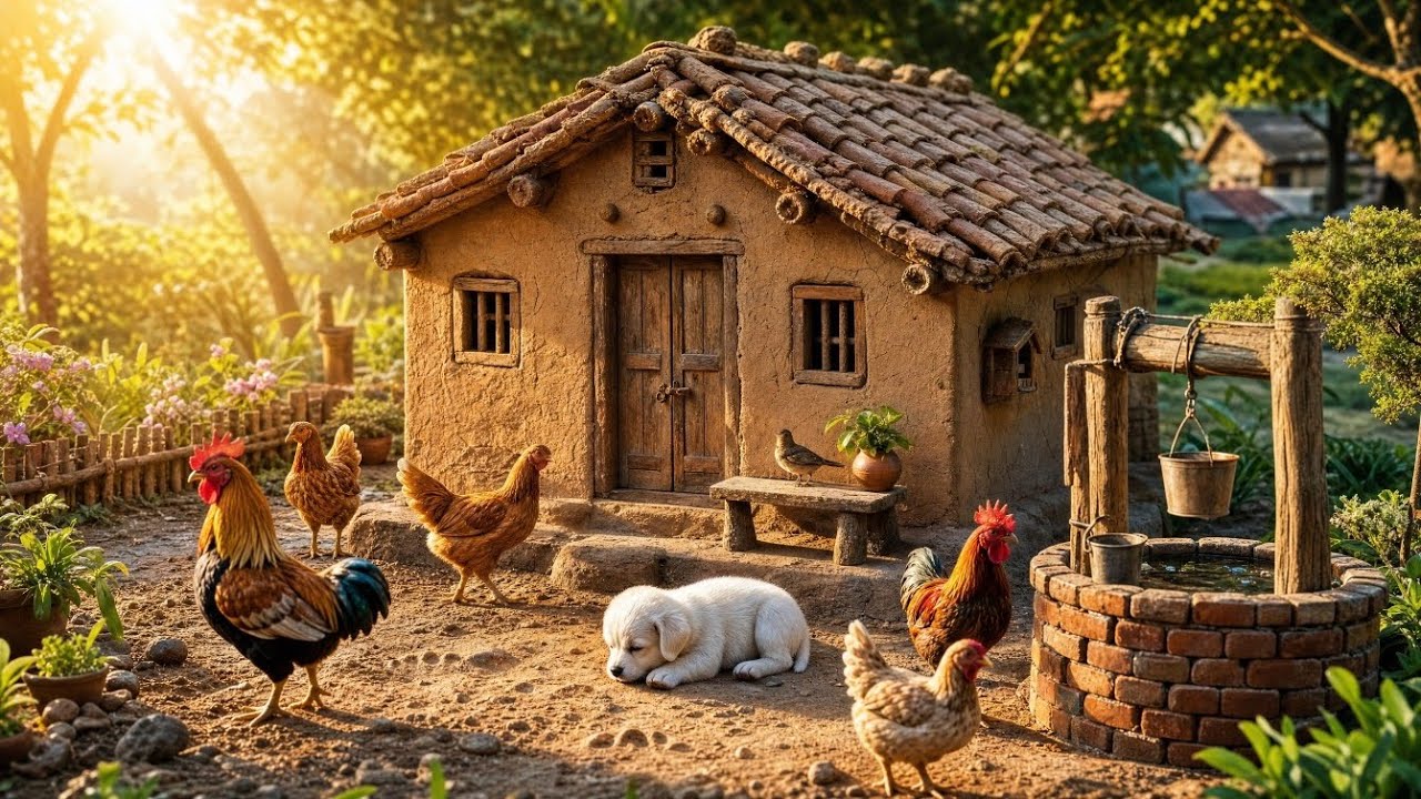 DIY Mini Village House with Farm Animals | Satisfying Miniature Build