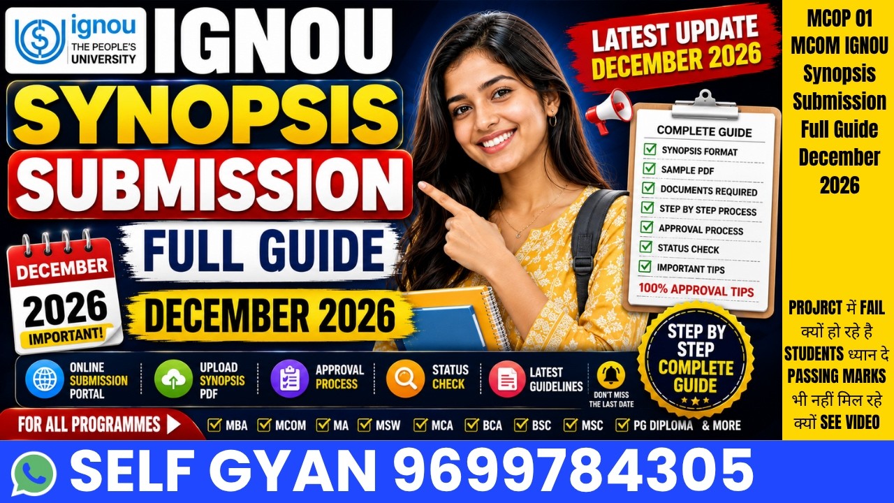 MCOP 01 MCOM IGNOU Synopsis Submission Full Guide December 2026, ignou project ignou dissertation...