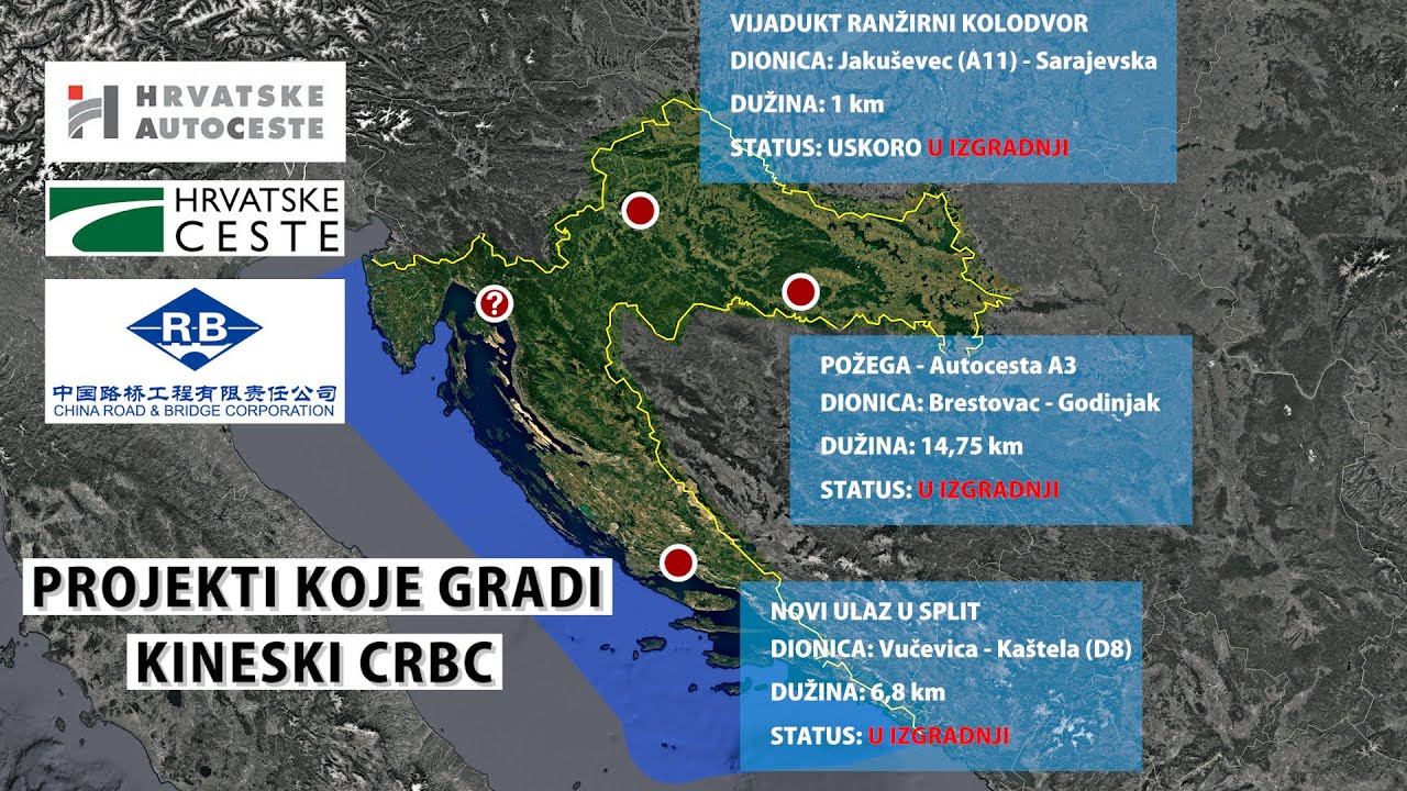 Svi cestovni projekti u Hrvatskoj koje gradi kineski CRBC
