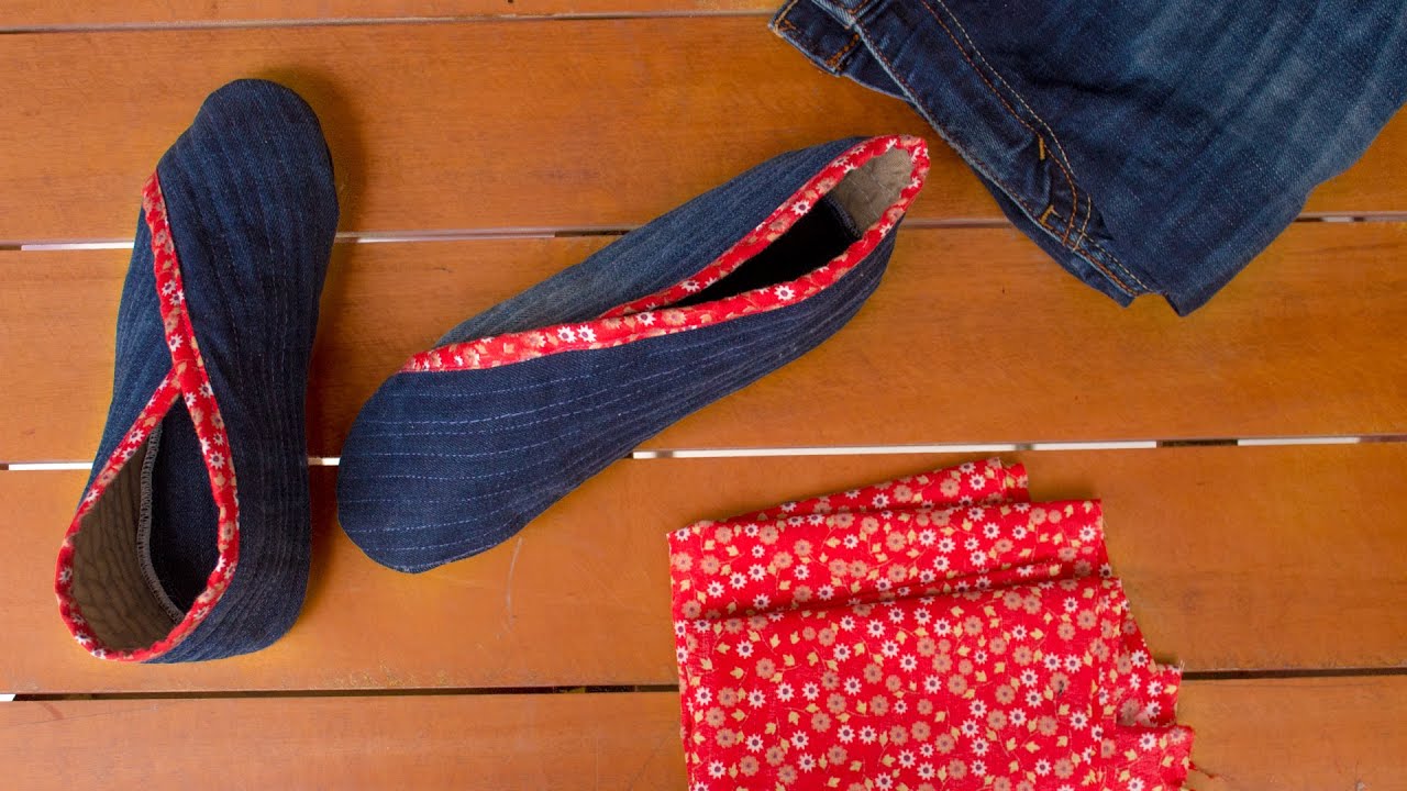 Zapatillas o pantuflas para estar en casa, reutilizando un jean /diy superfácil