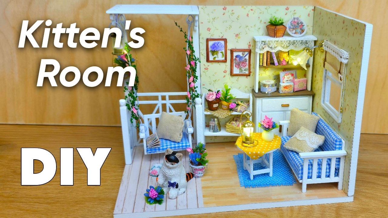 Miniature Kitten’s Room Diorama | DIY Room Box for Cat Lovers