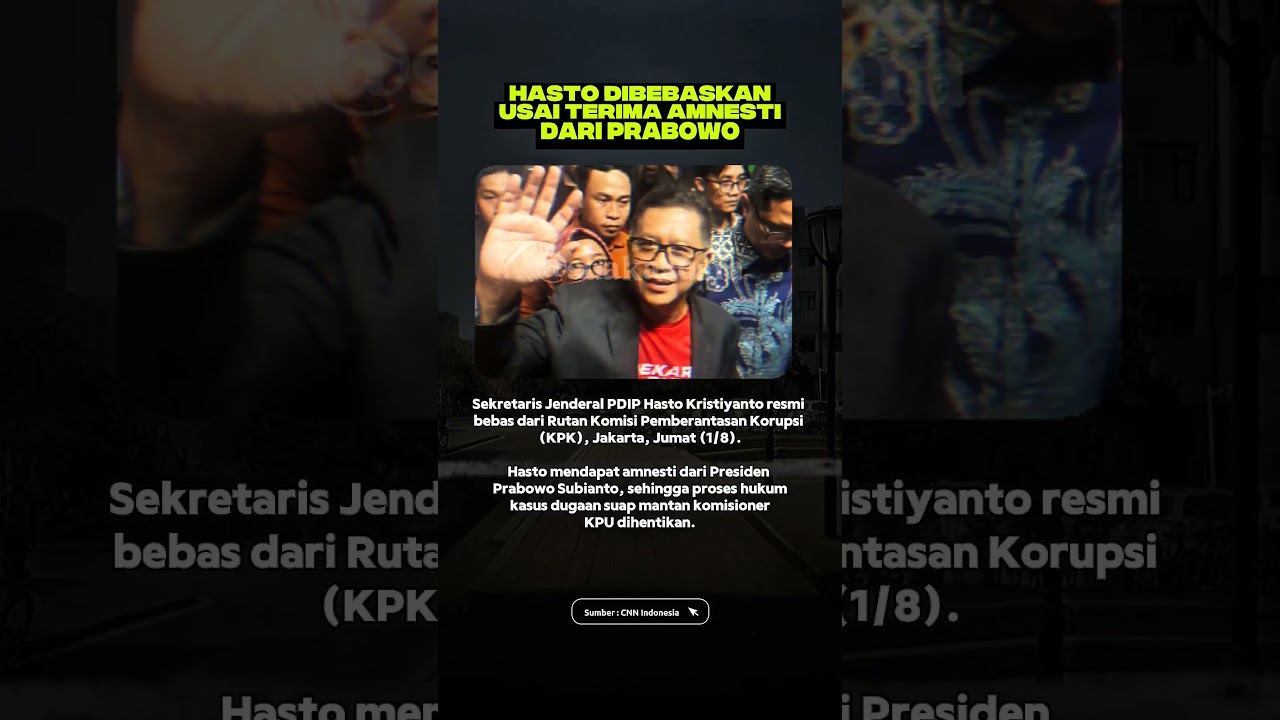 HASTO BEBAS SETELAH TERIMA AMNESRI DARI PRESIDEN PRABOWO #hastokristiyanto #hastopdip #hasto #pdip