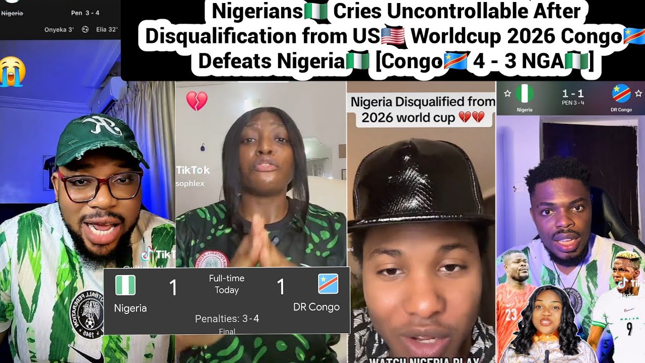 Нигерийцы🇳🇬 плачут😭, не контролируя себя, после дисквалификации из сборной США🇺🇸. Конго🇨🇩 побежда...