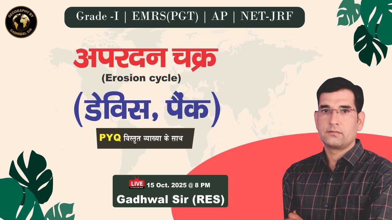 अपरदन चक्र | Erosion Cycle | डेविस, पैंक | By Gadhwal Sir