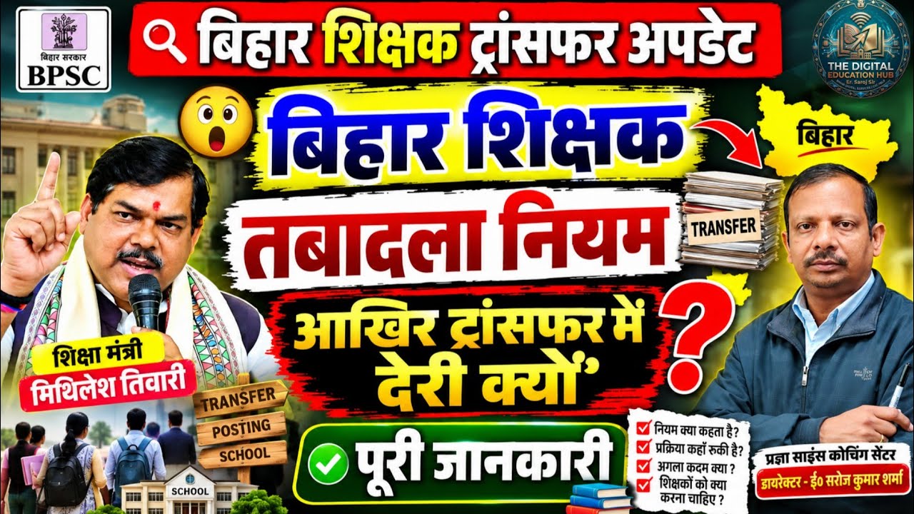 Bihar Teacher Transfer Update 2026 | Transfer Rules | शिक्षक ट्रांसफर में देरी क्यों ? | Full Update