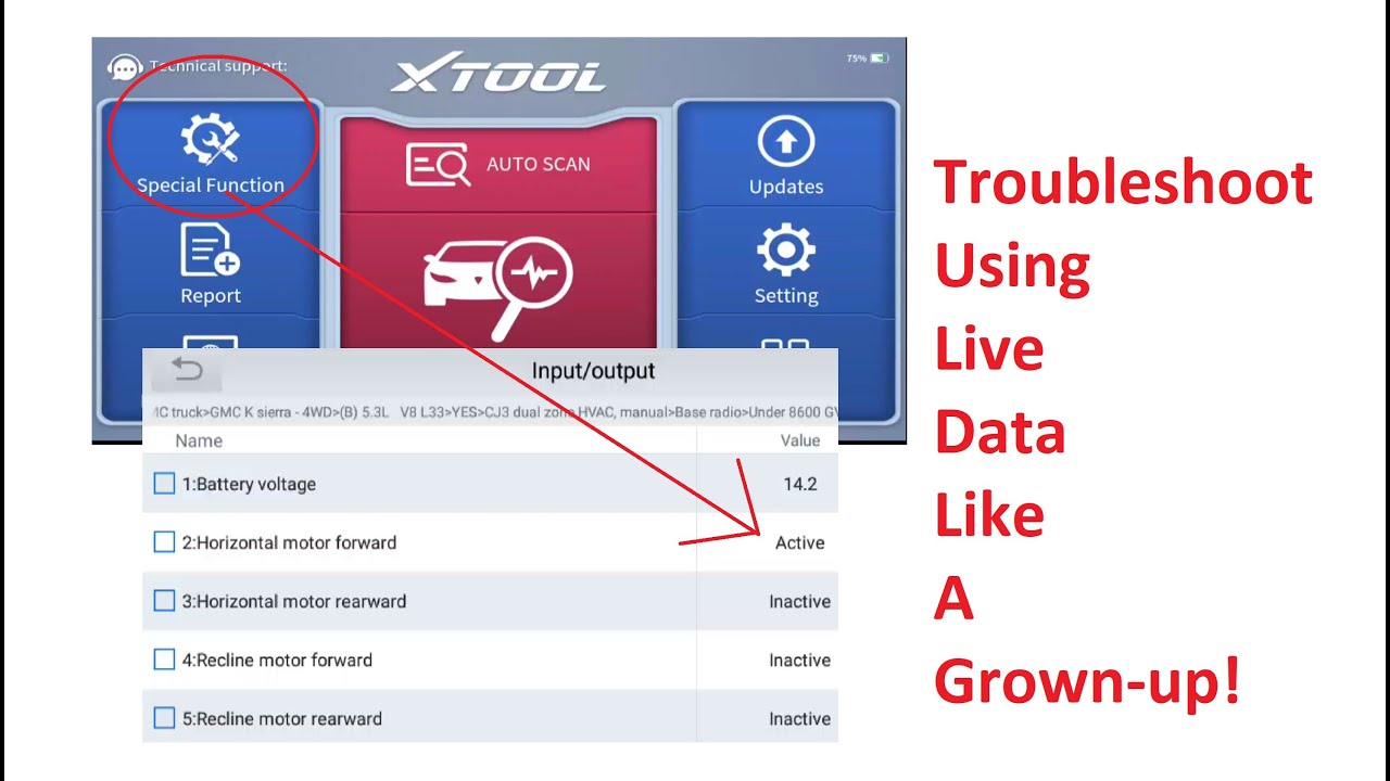 XTOOL Scanner Special Function Power & Heated Seat Testing