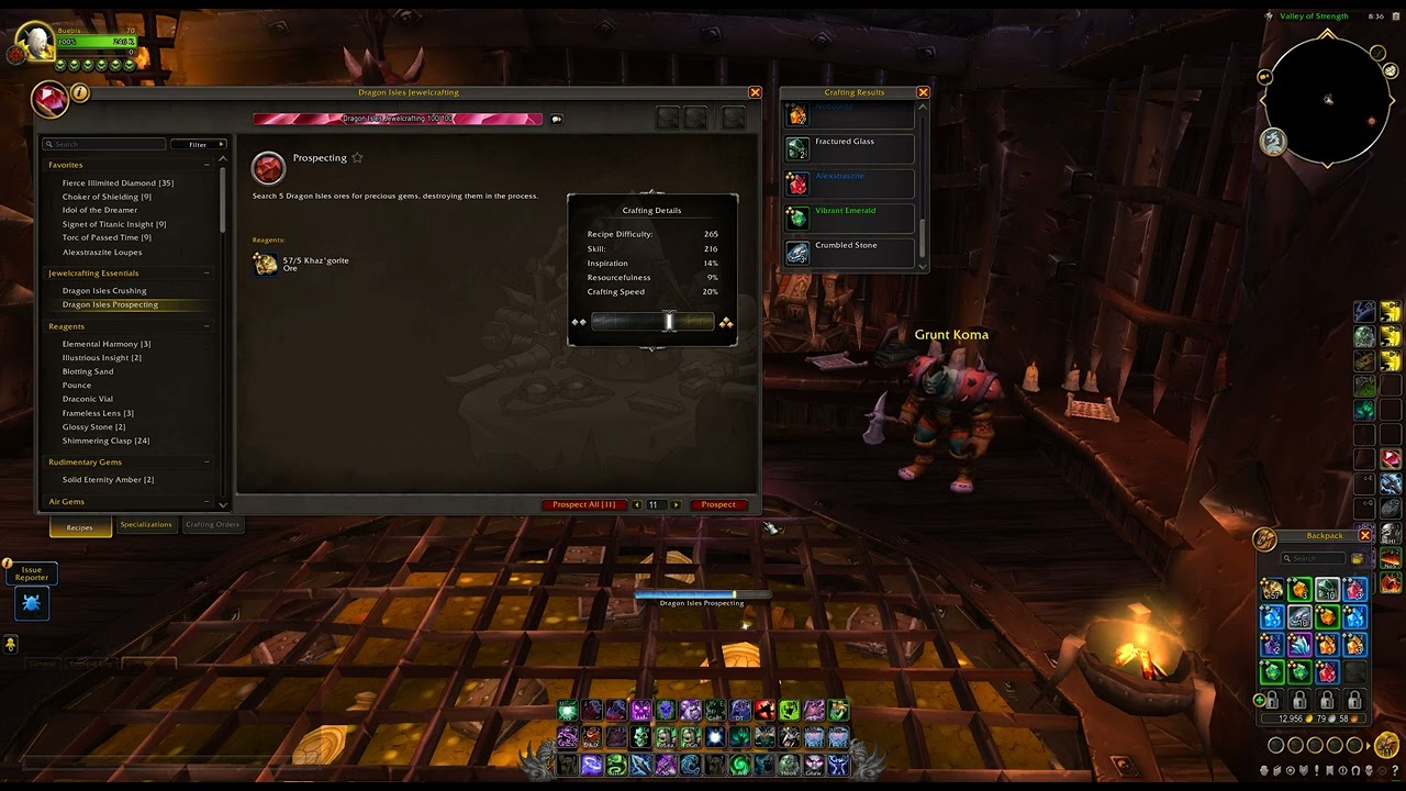 What do you get from Prospecting Khaz'gorite Ore, WoW Dragonflight