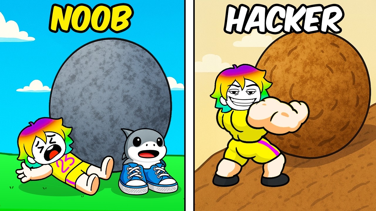 Gasté $100,000 y Pasé de NOOB a HACKER EMPUJANDO UNA ROCA GIGANTE (ROBLOX SISIFO)