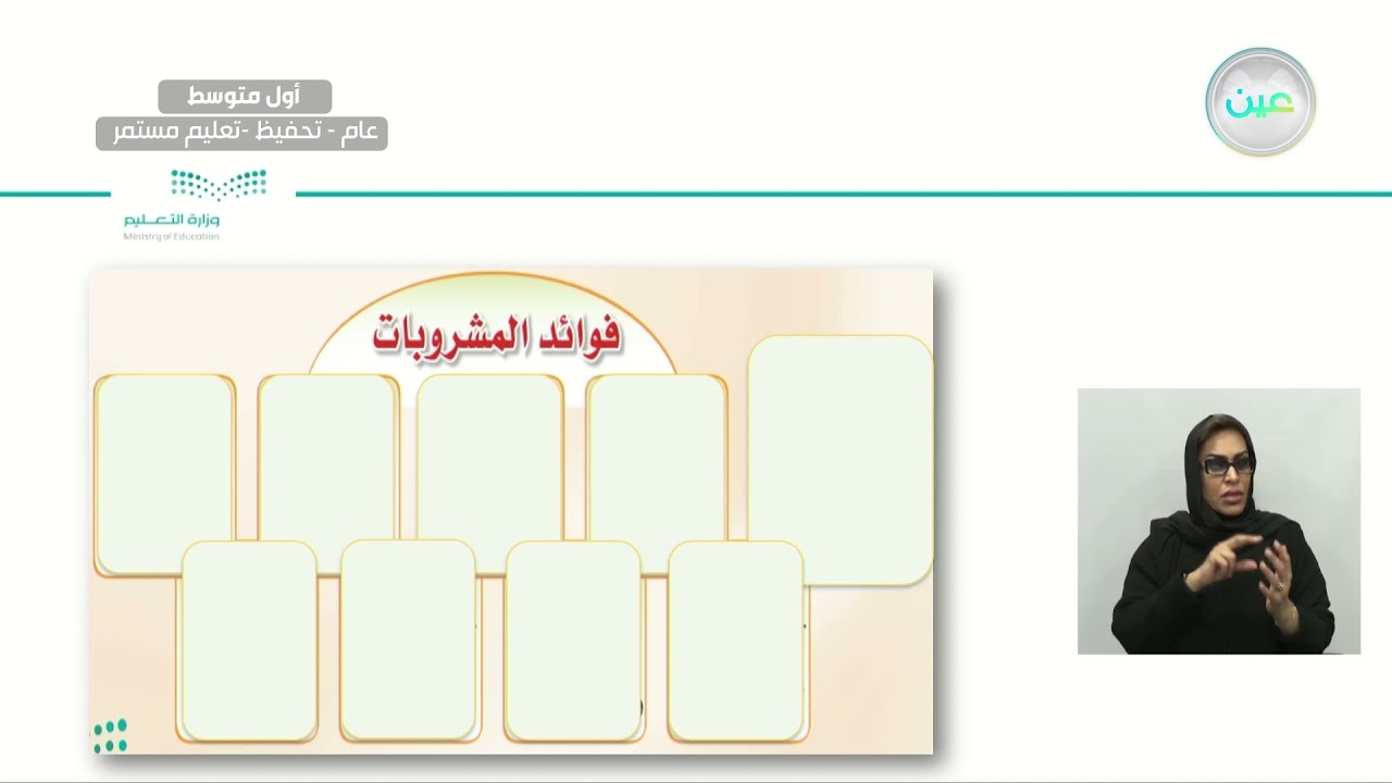 المشروبات - المهارات الحياتية والأسرية - أول متوسط