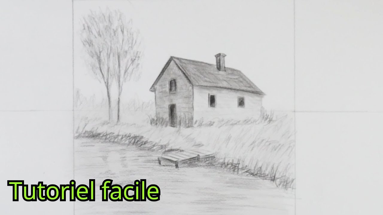 Dessiner une maison réaliste en perspective à 2 points de fuite | Tutoriel simple au crayon