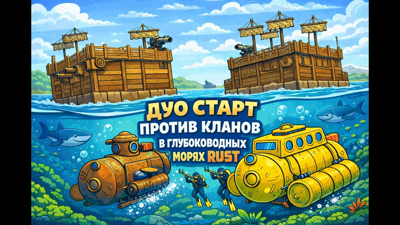 ДУО СТАРТ ПРОТИВ КЛАНОВ В МОРЕ В РАСТ \ RUST