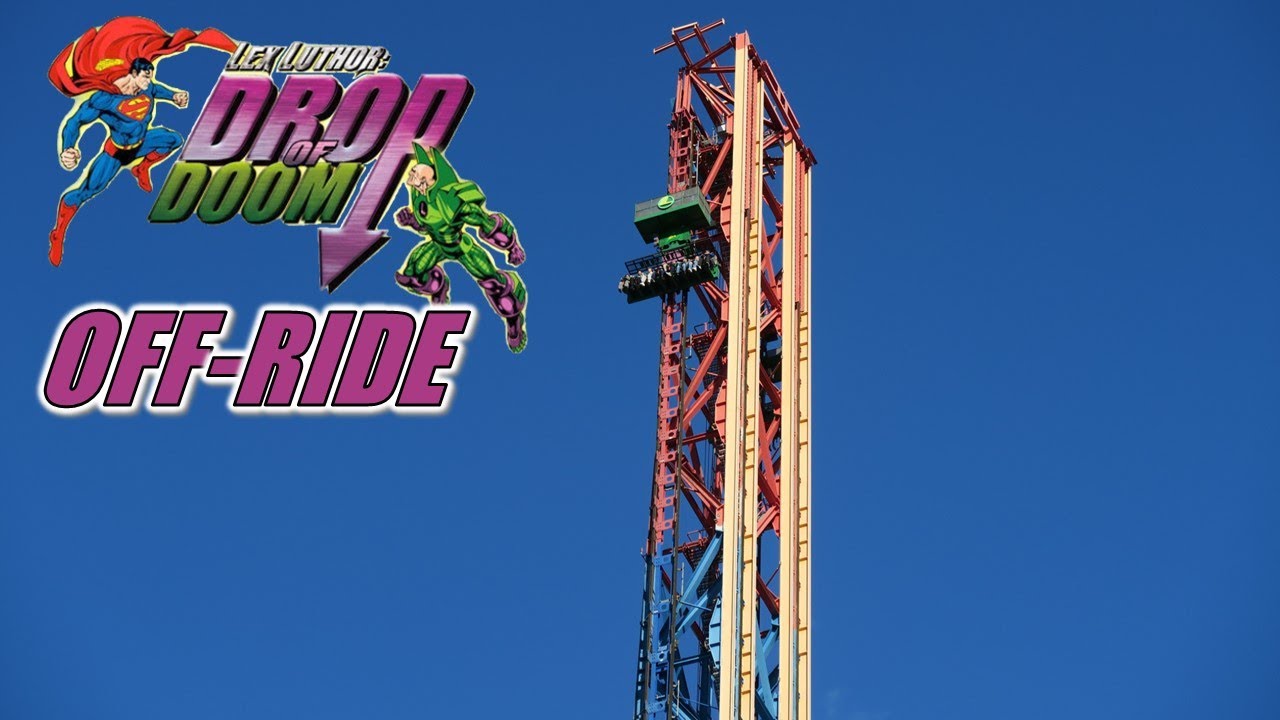 Lex Luthor: Drop of Doom Off-Ride Footage, Six Flags Magic Mountain Drop Tower | Non-Copyright