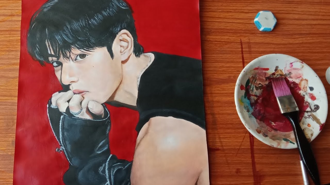 Kim taehyung acrylic painting tutorial #art #BTS #acrylicpainting #v #taehyung @yadsirao 