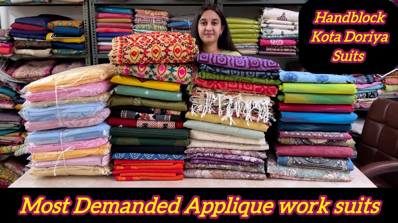 Applique work suits🌹Handblock kota doriya suits🌹Phulkari Handwork suits🌹South cotton Suits🌹
