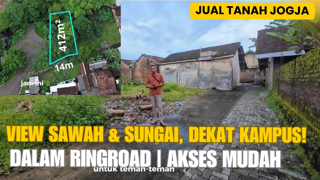 EPS 641 TANAH DI KASIHAN BANTUL - DALAM RINGROAD, 2 LEVEL, VIEW SAWAH & SUNGAI, DEKAT KAMPUS!