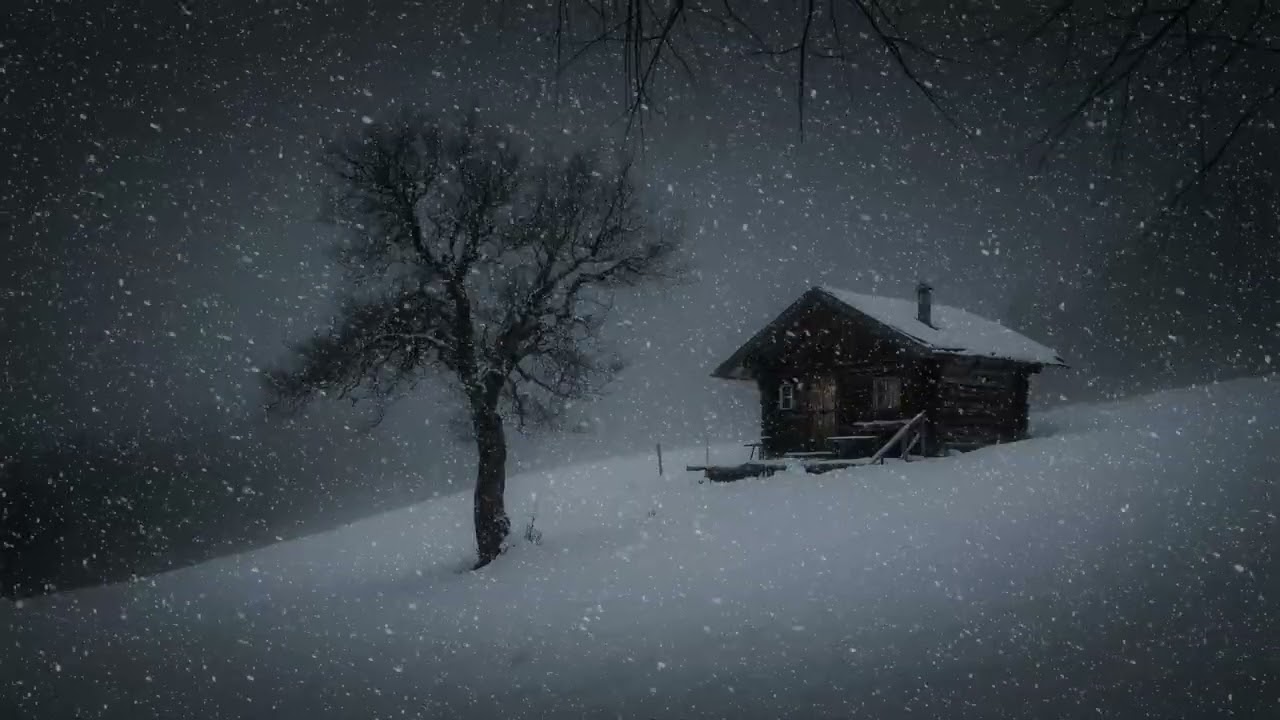 Frozen Winter Night | Cabin Isolation & Falling Snow for Sleep
