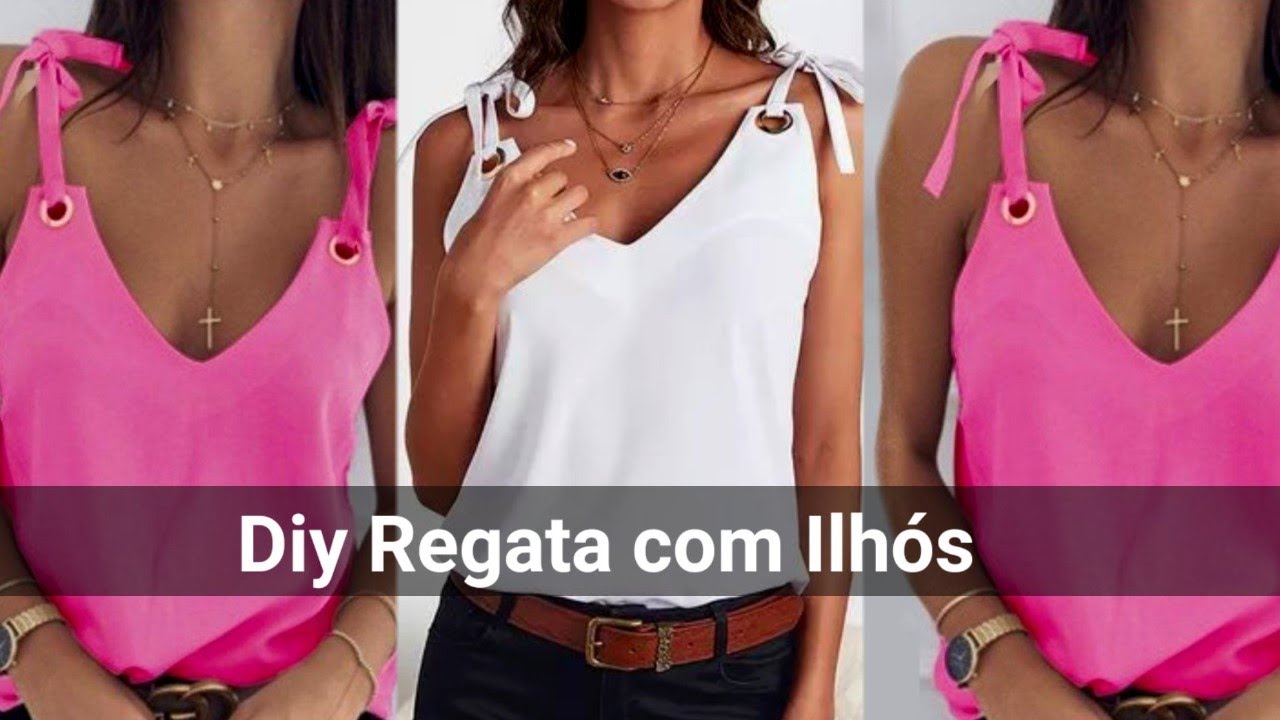 ✅️DIY Como fazer Regata com Ilhós_ Costura fácil passo a passo para iniciantes Gisleide Novelo