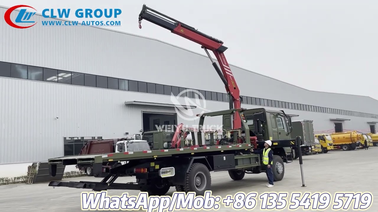 Operation Show HOWO All Wheel Drive 4x4 Off Road Tow Wrecker Truck With SANY Brand Knuckle crane