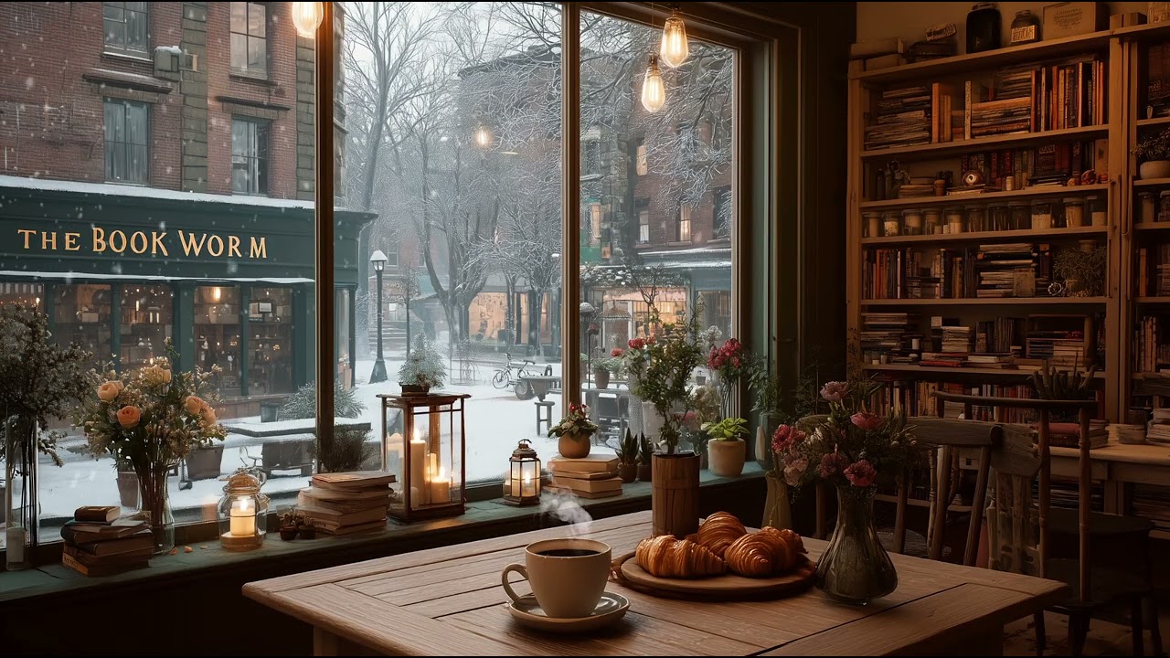 Jazz Relaxing Music | Cozy Coffee Shop | Winter Ambience | Calm Background Music for Work & Study