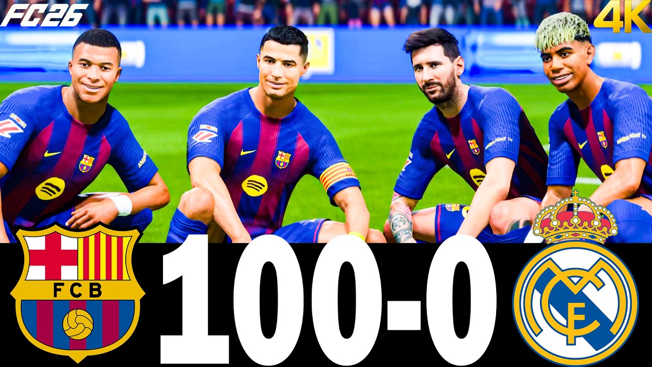 FC 26 -MESSI RONALDO NEYMAR & MBAPPE | ALL STARS | BARCELONA 100-0 REAL MADRID | UCL FINAL #fc26