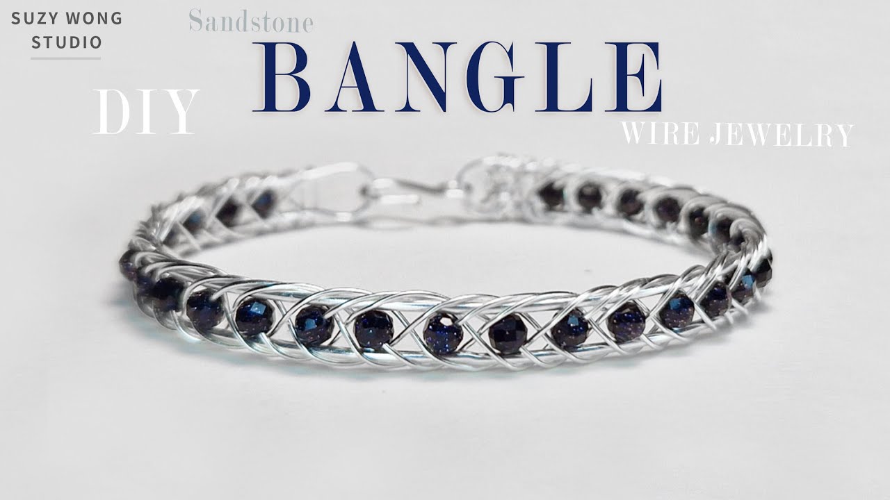 Sandstone Bangle| Wire Wrap Bracelet Tutorial| Simple Bangle| DIY Bracelet |DIY Jewelry |How to make