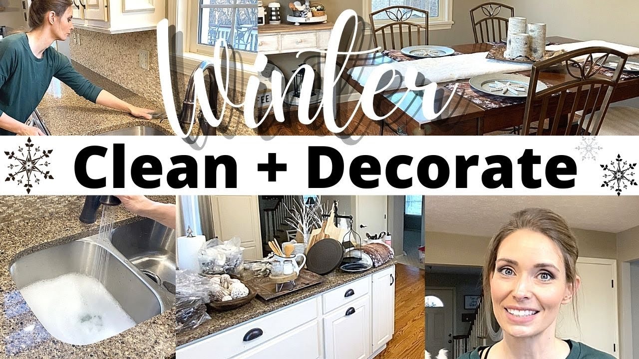 WINTER KITCHEN CLEAN + DECORATE  | WINTER TABLE SCAPE | WINTER DECOR IDEAS