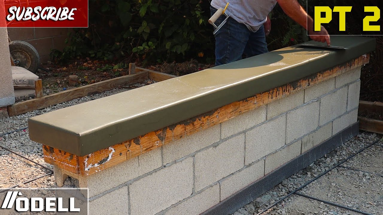 How to Build a Block wall with Poured in Place Concrete wall Caps  (PT 2)