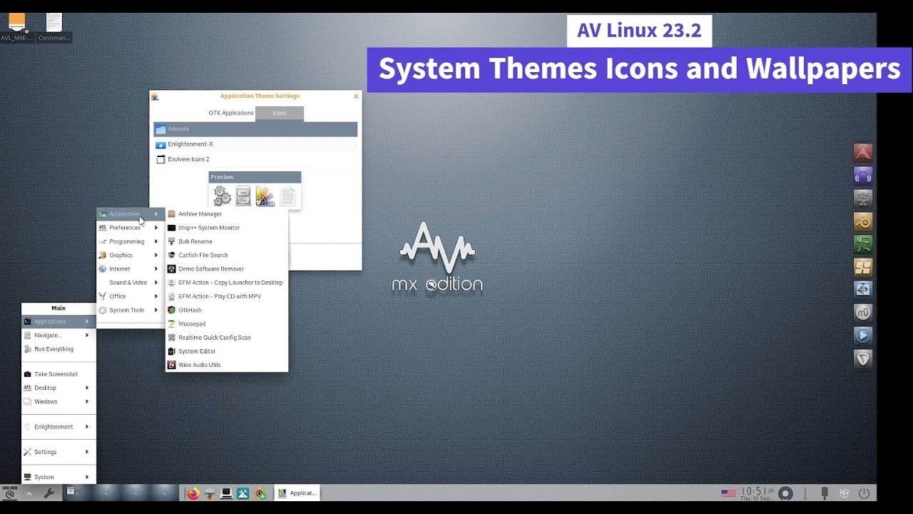 AV Linux 23.2 - System Themes Icons and Wallpapers