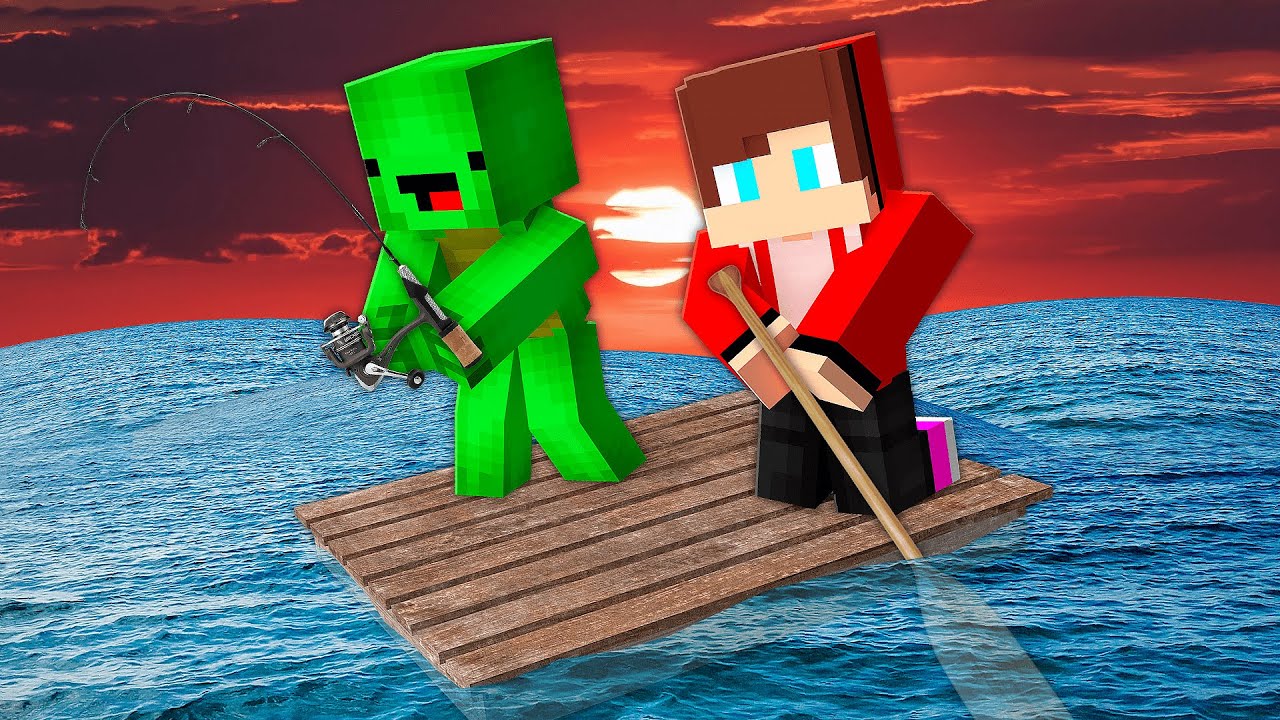 JJ And Mikey Survive On REALISTIC RAFT In Minecraft - Maizen