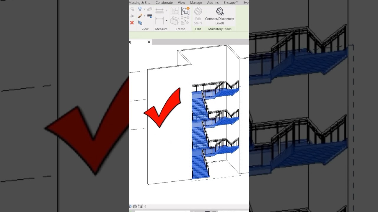 How to connect/disconnect levels in stairs in revit #tutorial #architecture #youtubeshorts #revit