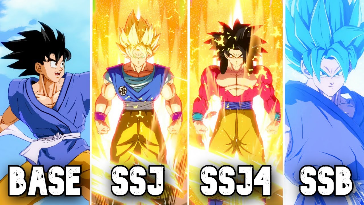 Dragon Ball FighterZ: Adult GT Goku Base, SSJ, SSJ4, SSB (4K 60FPS)