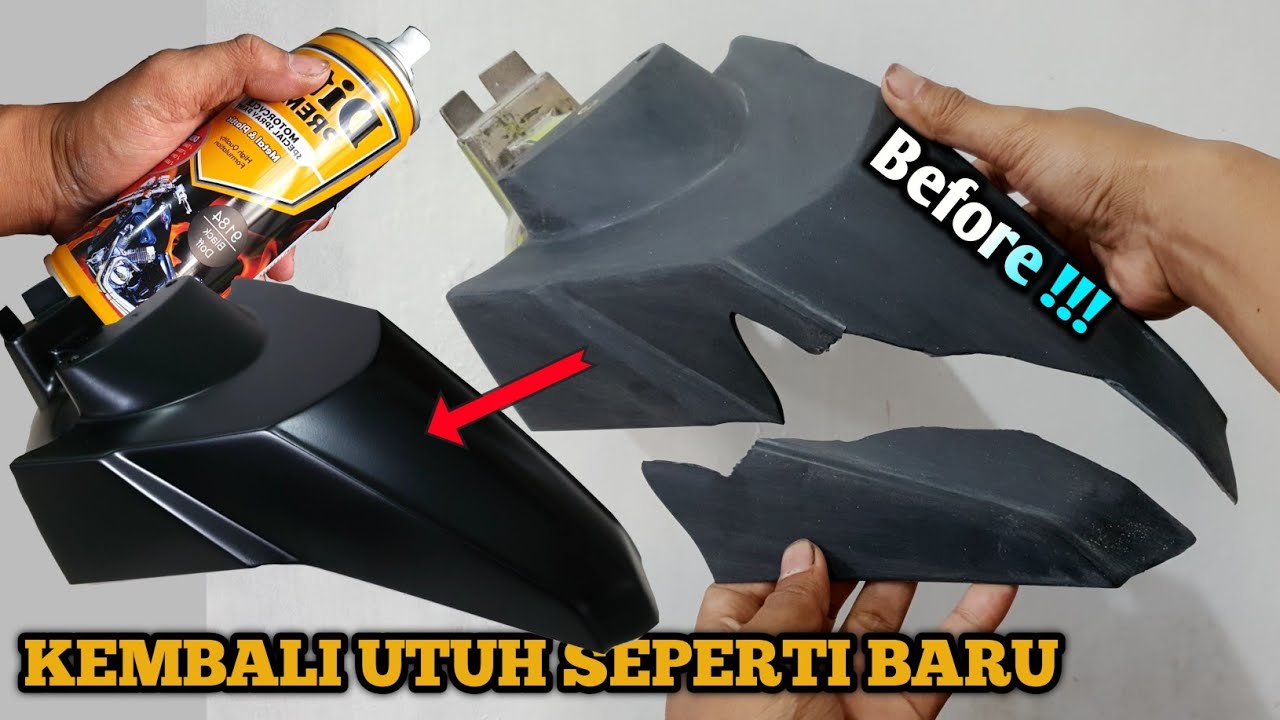 BODY MOTOR PECAH KEMBALI SEPERTI BARU . Modal cat aerosol Diton Premium Black Doff