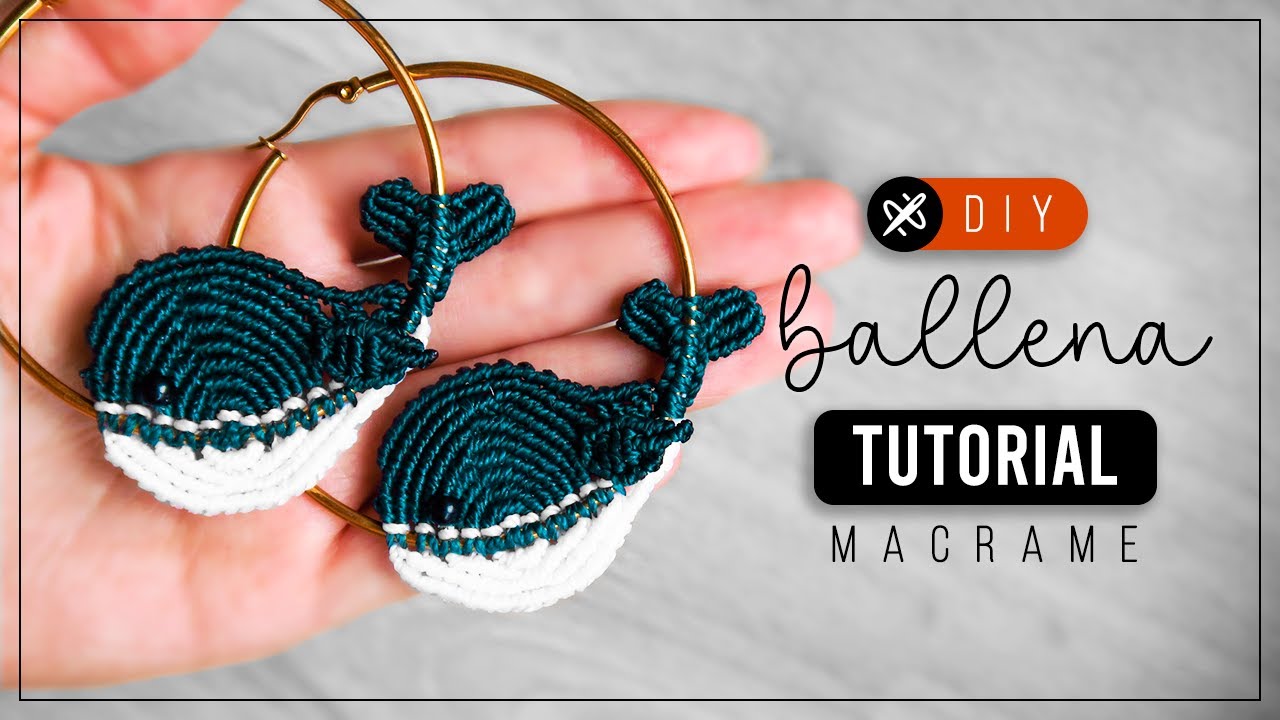 DIY Ballena » 🐳  #tutorial | como hacer #aretes en argolla con hilo | diy ● #macrame Whale 284