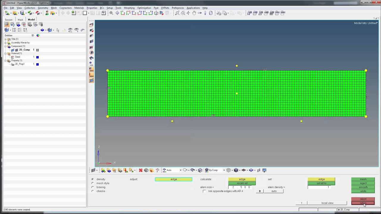 Hyperworks 12 Modeling 3 Point Bending Beam + Topology Optimization - Part 2: 2D Modeling