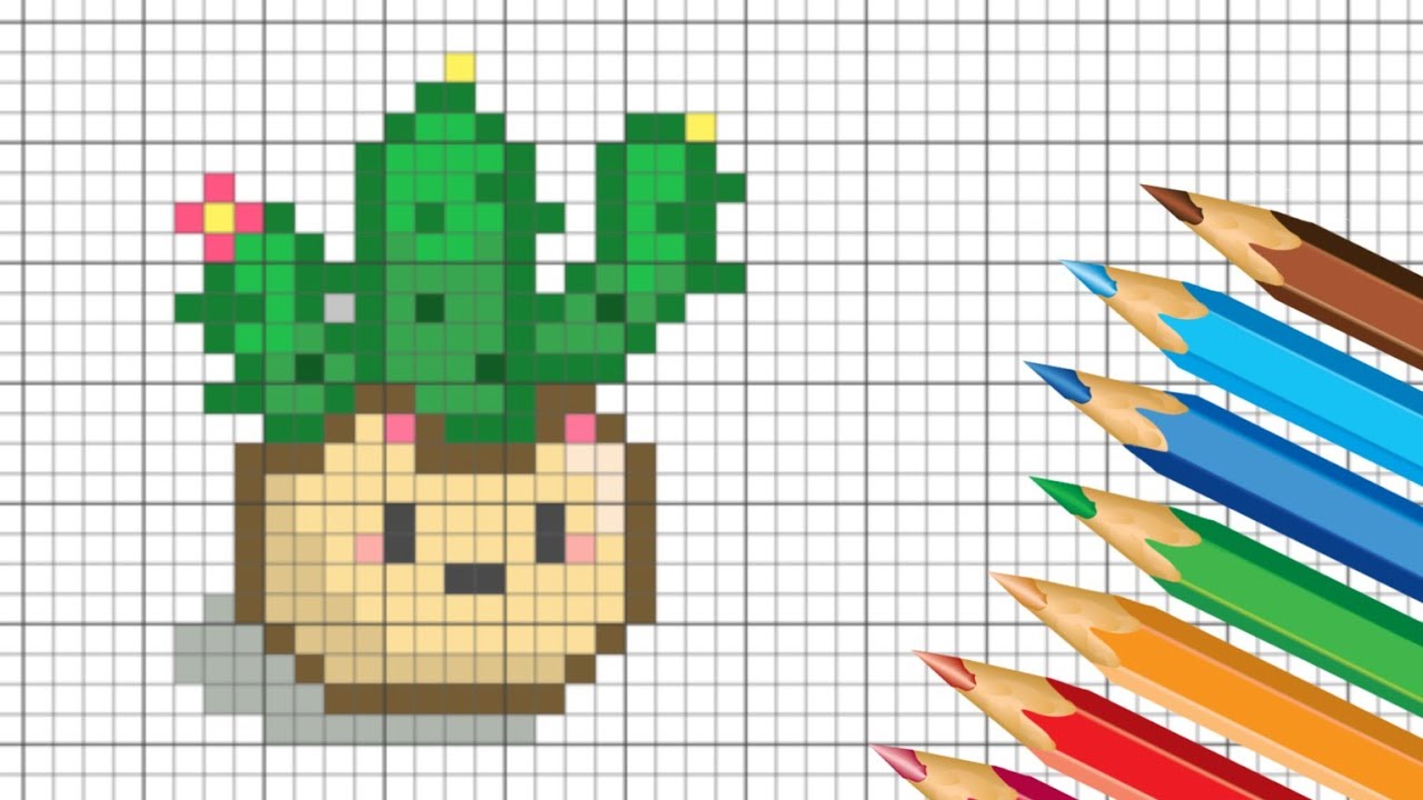 Pixel Art Tutorial | How to Draw Cactus step by step