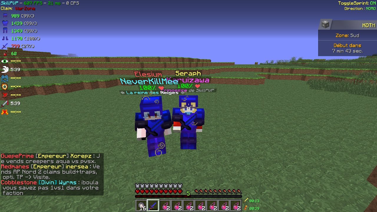 J'autoclic sur SkillPvP ( Selon lui ) + drop masse épée mété
