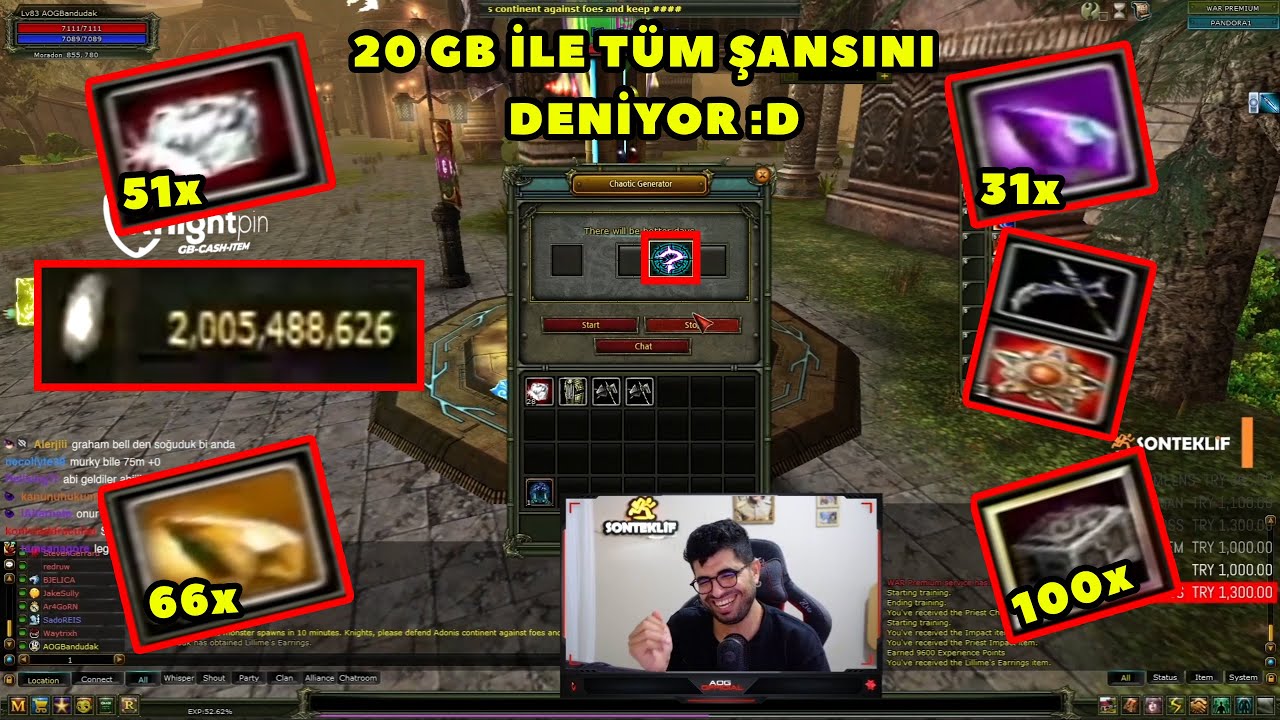 AOGofficial - (Pandora) Serverinde 20 GB ile Maradona İnip Katlamaya Çalışıyor :D  ! Knight Online