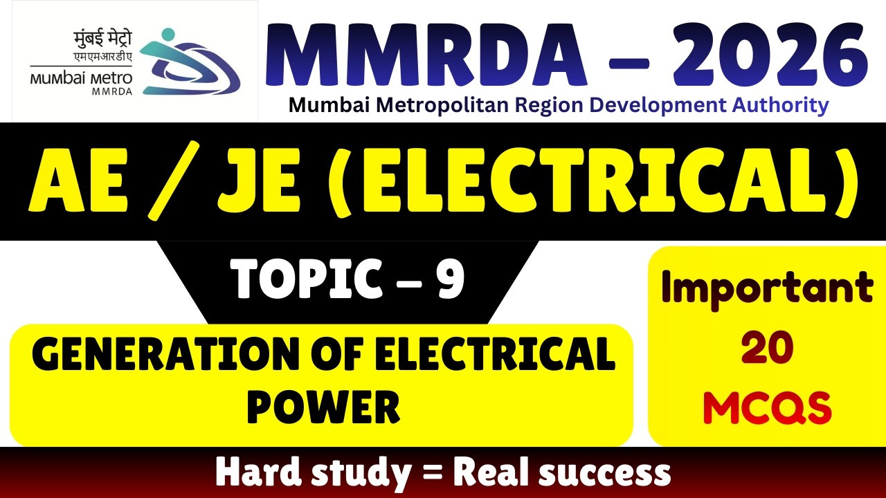 Generation of Electrical Power MCQS | MMRDA Electrical Engineering pdf Notes 2026 | MMRDA JE Notes