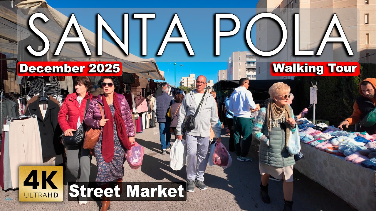 Santa Pola, December 2025 - Street Market | Costa Blanca - Walking tour [4k 60fps]